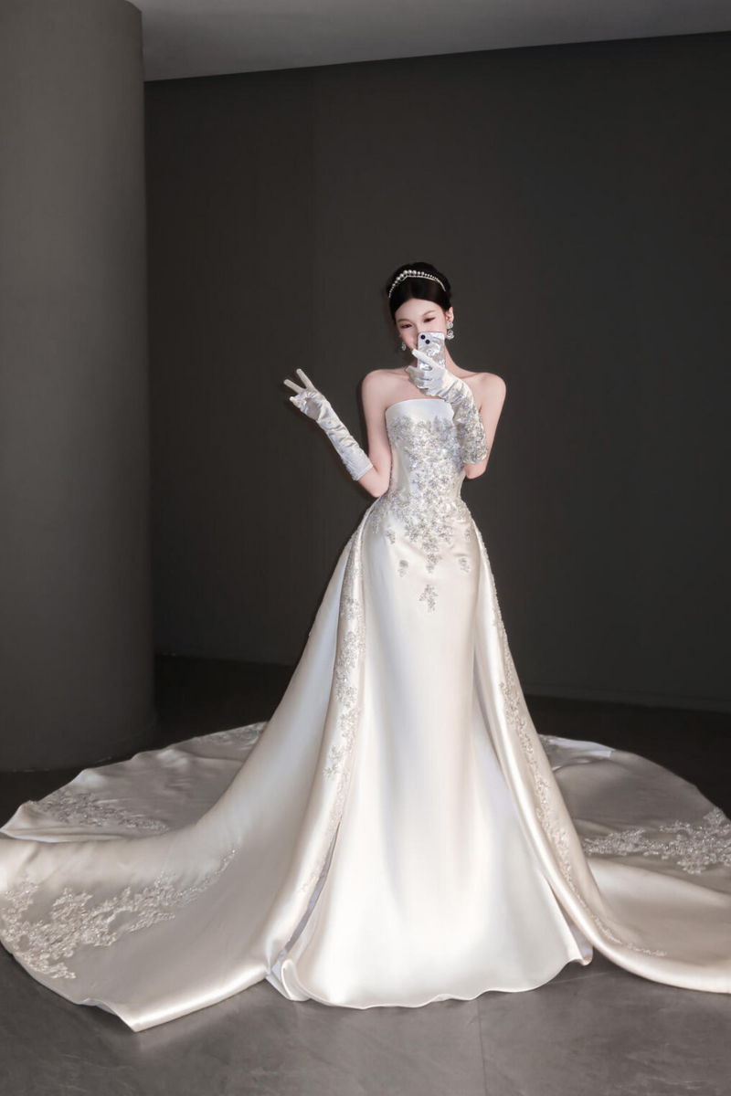 WNN Tamika Mermaid Overskirt White Gown