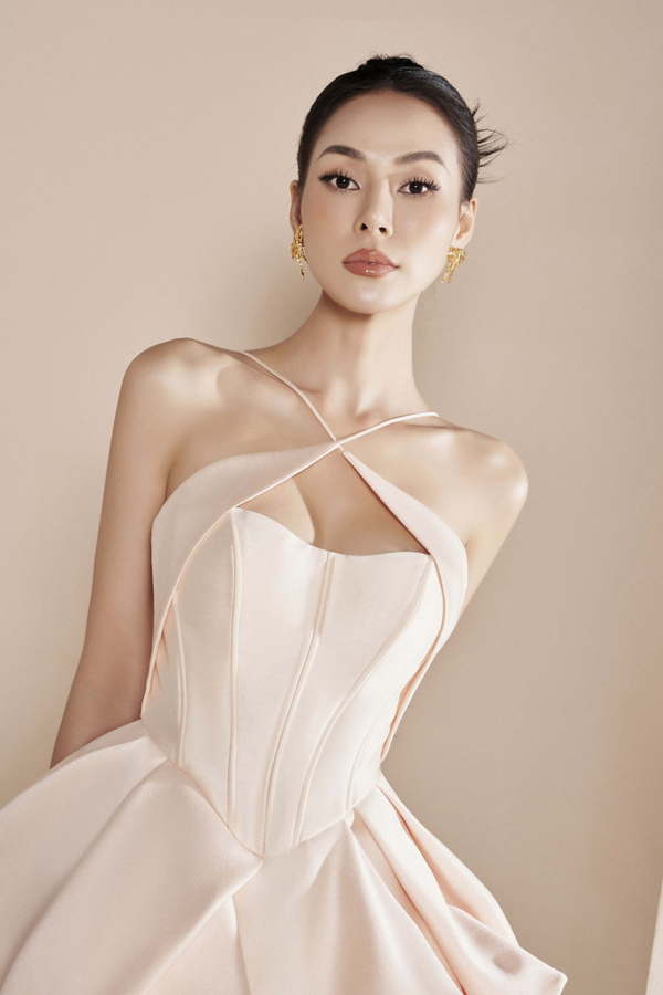 VD DZ Tanvir Beige Mini Gown