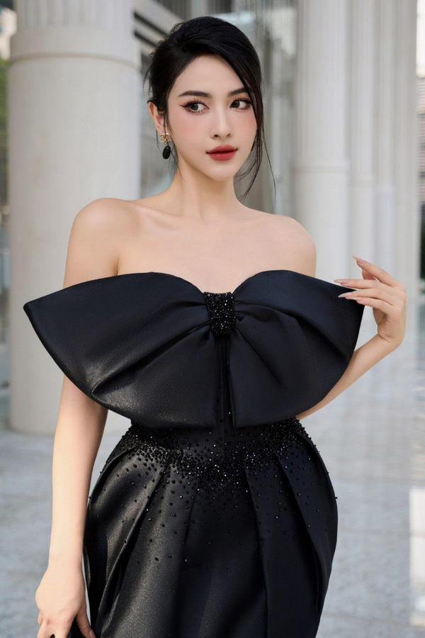 VD DZ Glory Ribbon Black Mini Gown