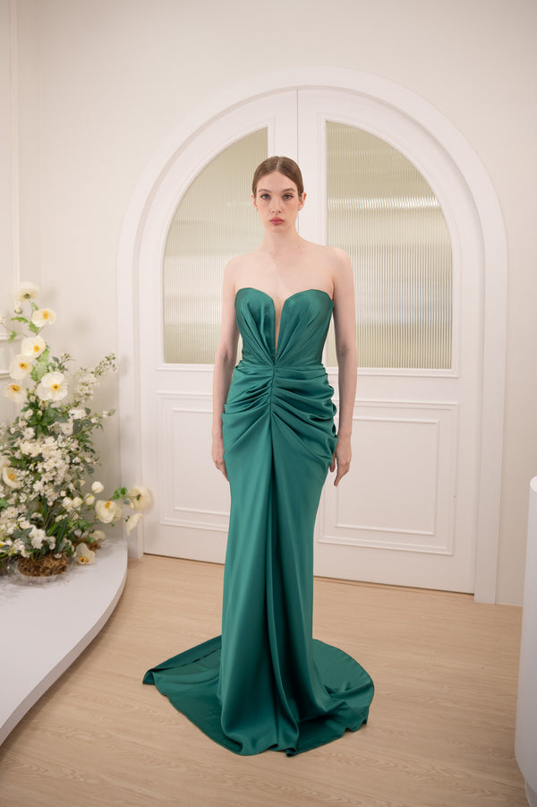 TE Hola Emerald Satin Gown