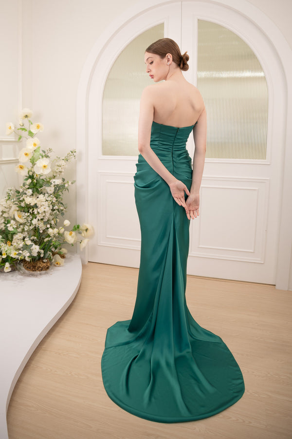 TE Hola Emerald Satin Gown