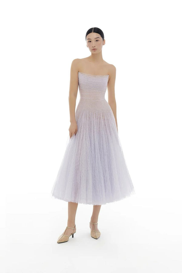 VD Lobbster Montsand Vienna Lace Purple Midi Gown