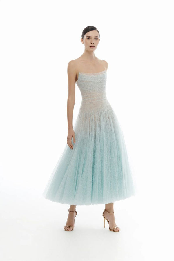 VD Lobbster Montsand Vienna Lace Blue Midi Gown