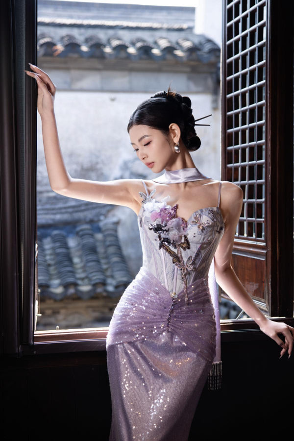 CC Moonlit Muse Cheongsam with Scarf