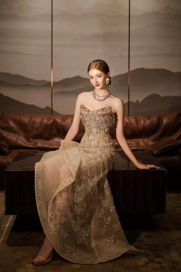 Hacchic Marcelline Champagne Mermaid Gown
