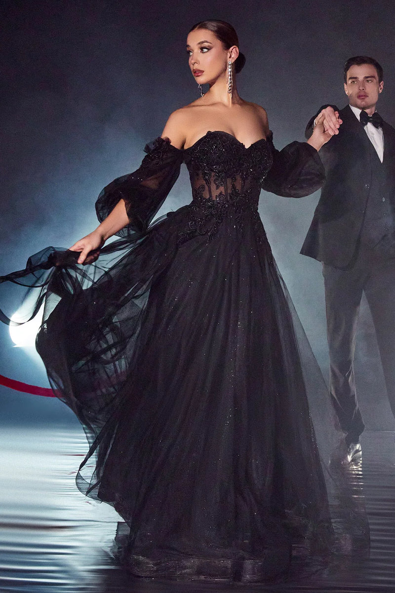 CD Elia Off Shoulder Black Gown GlamEdge Dress & Gown CD Elia Off Shoulder Black Gown GlamEdge Dress & Gown
