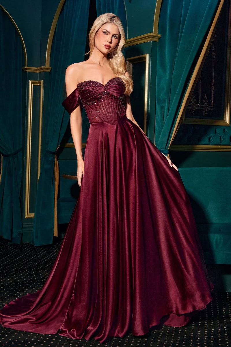 CD Darcy Corset Burgundy Flare Gown