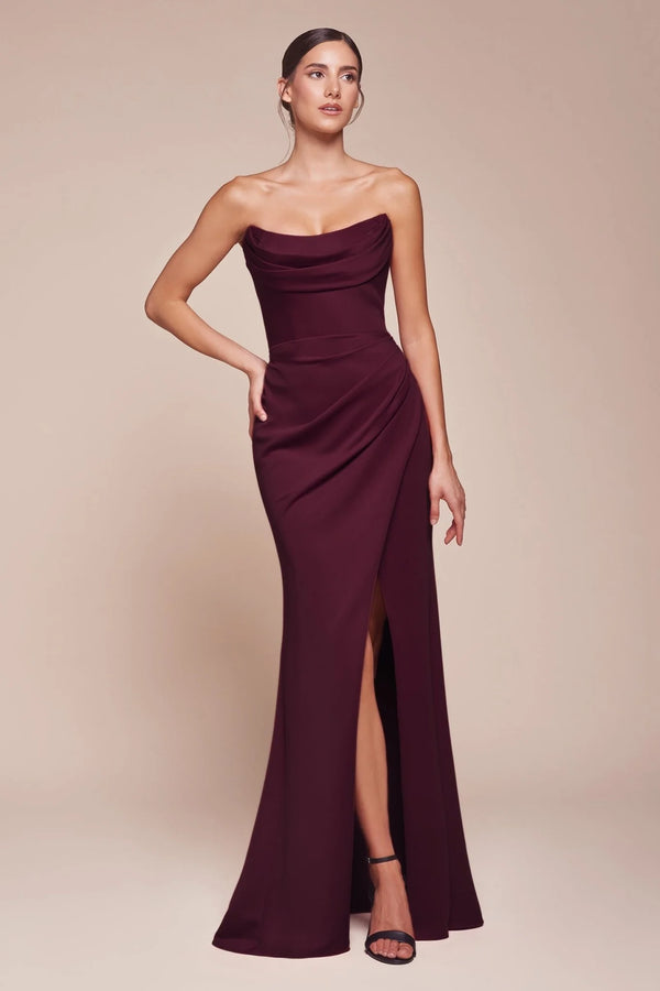 CD Verona Satin Burgundy Gown