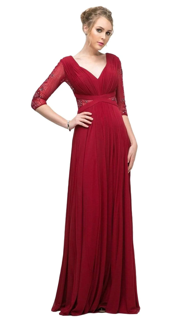 CD Candice Long Sleeve Burgundy Gown
