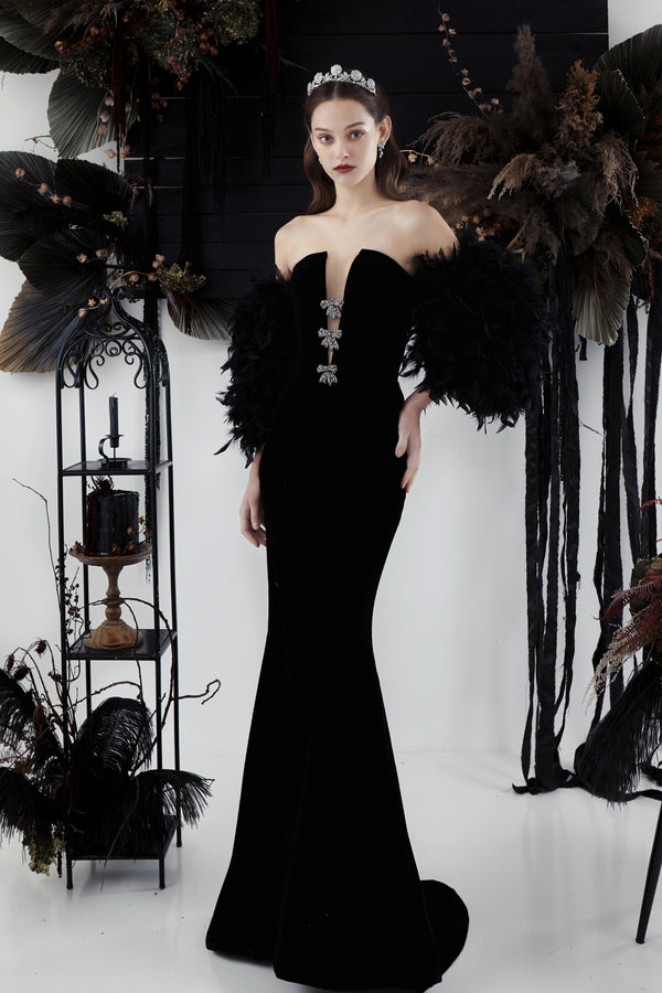 SC Mora Black Feather Gown