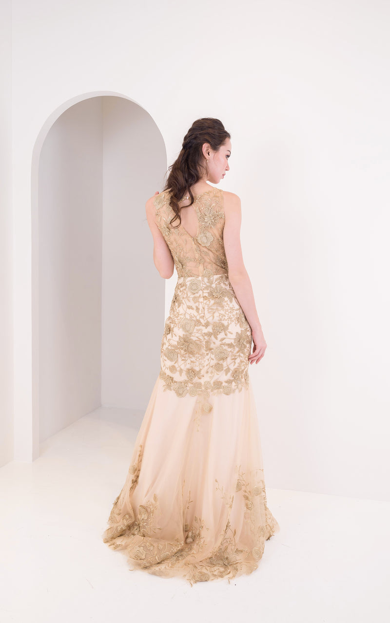 Gold Falling Embroidery Gown