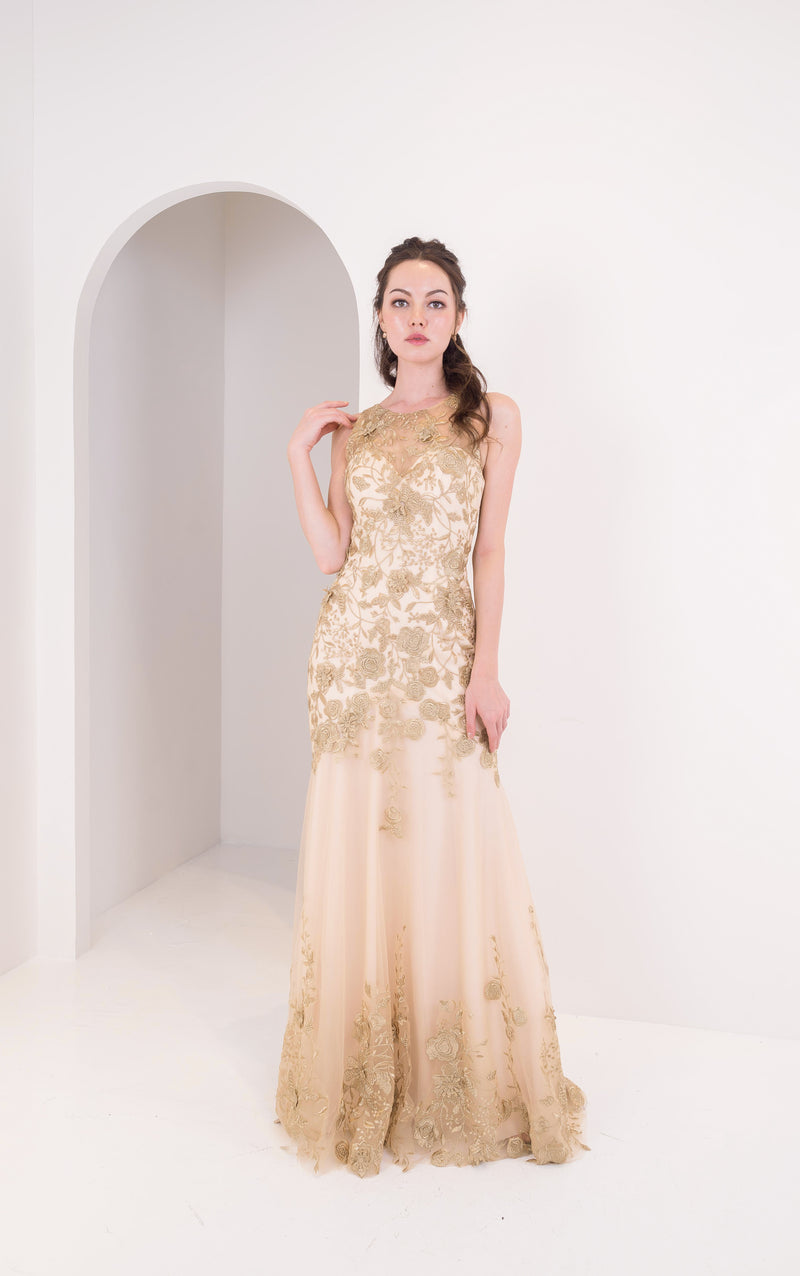 Gold Falling Embroidery Gown