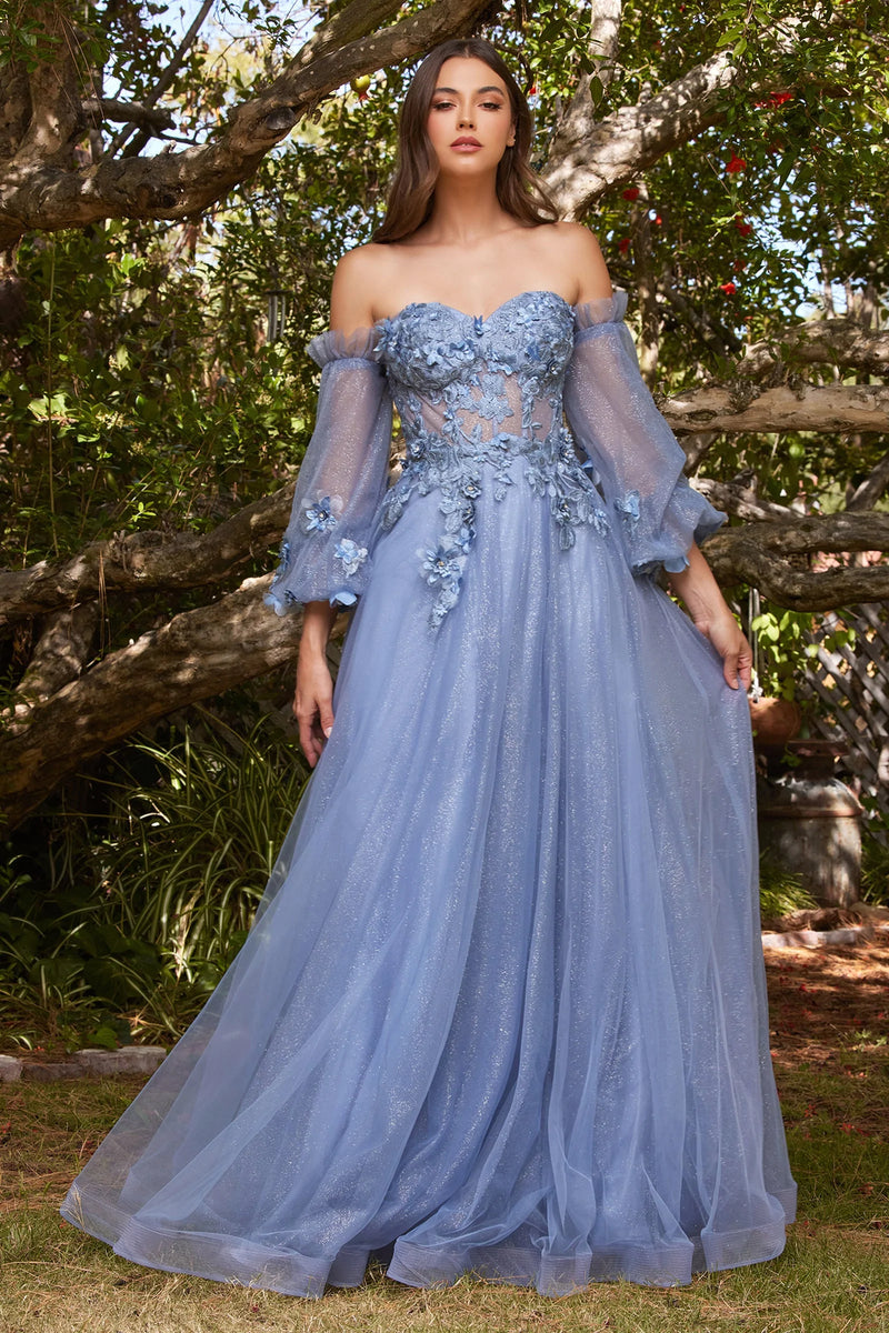 CD Fleur Smoky Blue Gown – GlamEdge Dress & Gown