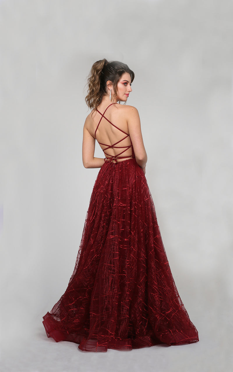 H Aphro Maroon Flare Gown