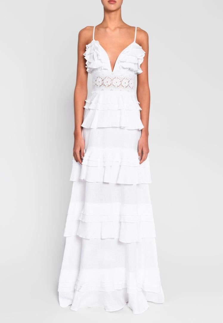 Josie Ruffles White Dress