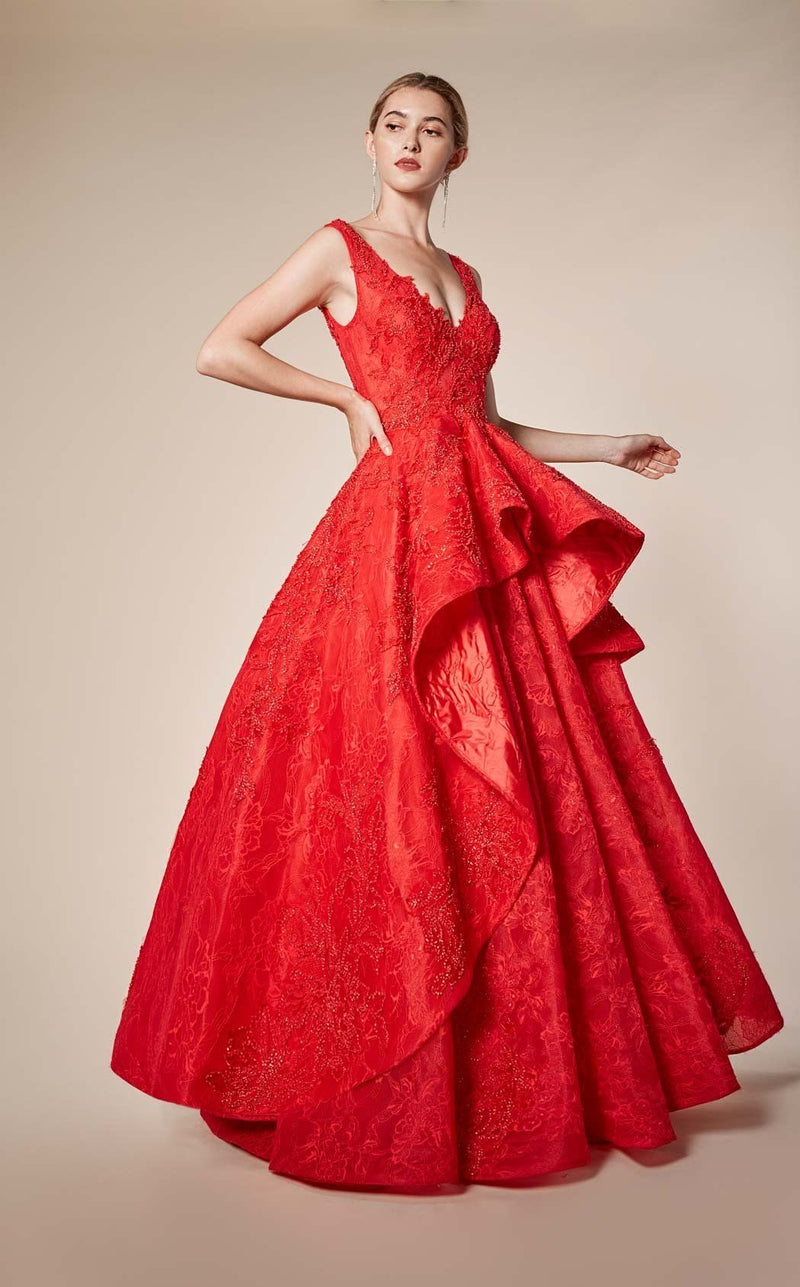 AL Anteros Red Flare Gown
