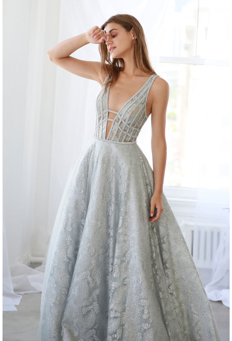 AL Crystal Cage Silver Gown