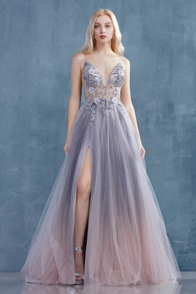 AL Daphne Fairytale Smoky Blue Ombre Gown