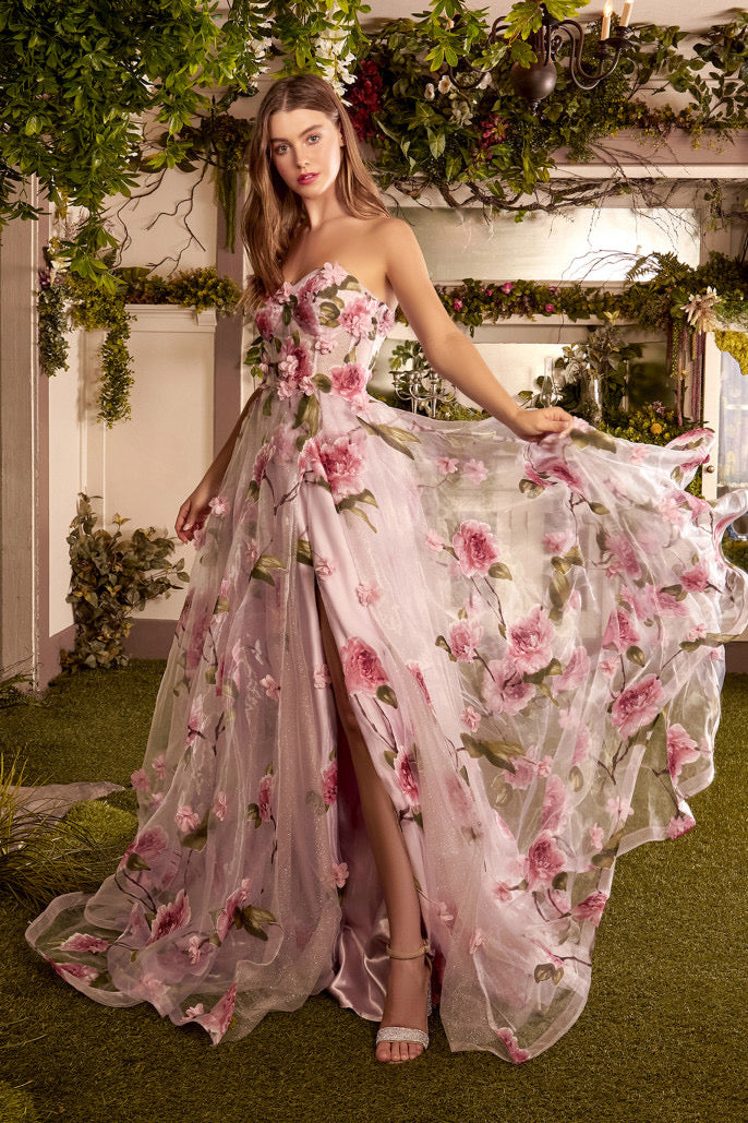 AL Floral Organza Ball Gown