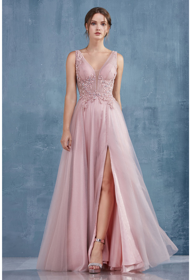 AL Melody Pink Rose Tulle Gown