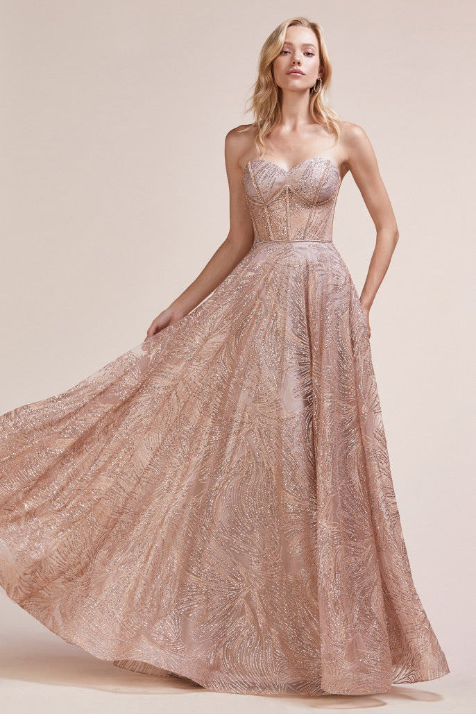 AL Rhinestone Rose Gold Glitz Gown