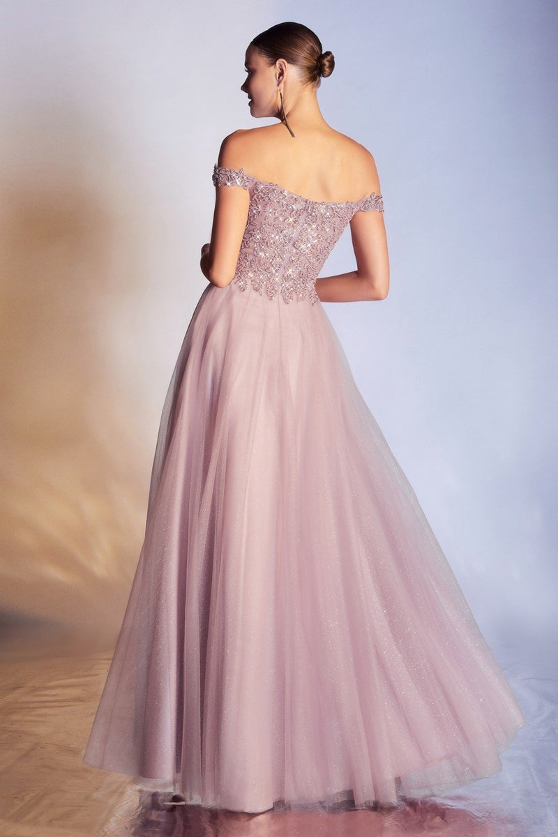 CD Metallic Lace Pink Gown