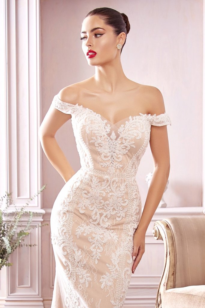 CD Omicron Off Shoulder White Gown