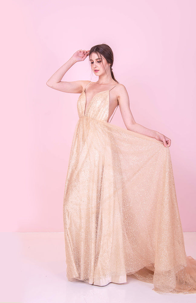 Lite Grace Backless Gold Gown