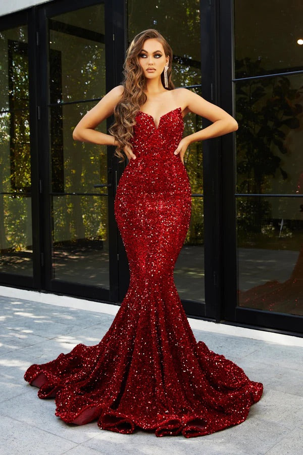 PS Aisha Red Sweetheart Mermaid Gown