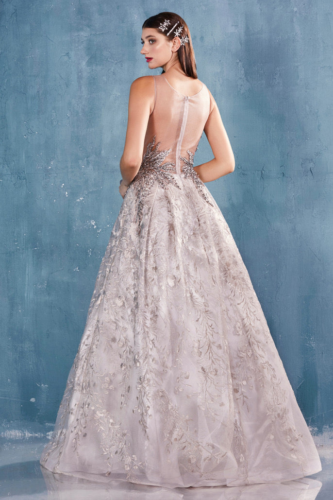 AL Krystine French Grey Lace Gown GlamEdge Dress & Gown AL Krystine French Grey Lace Gown GlamEdge Dress & Gown