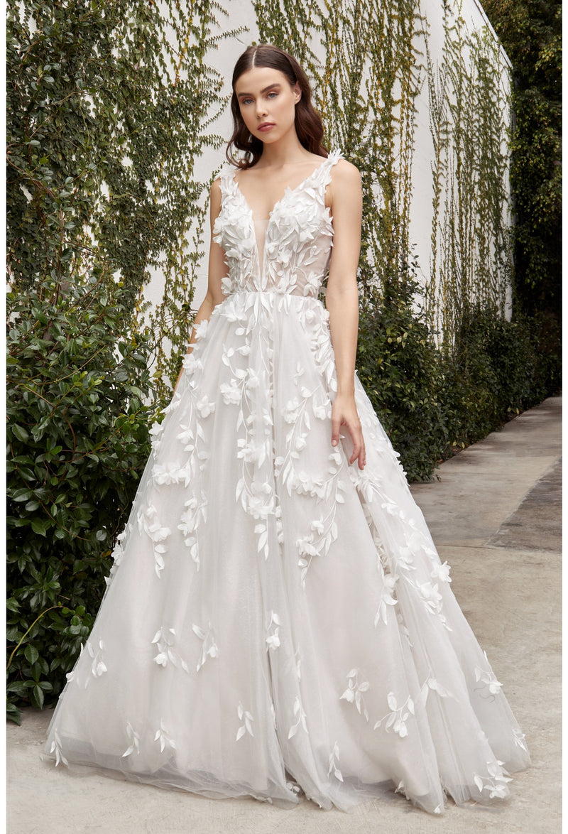 AL Willow Floral Applique Bridal Ball Gown