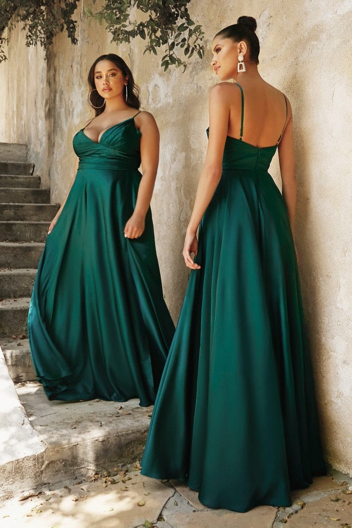 CD Roxane Satin Emerald Gown