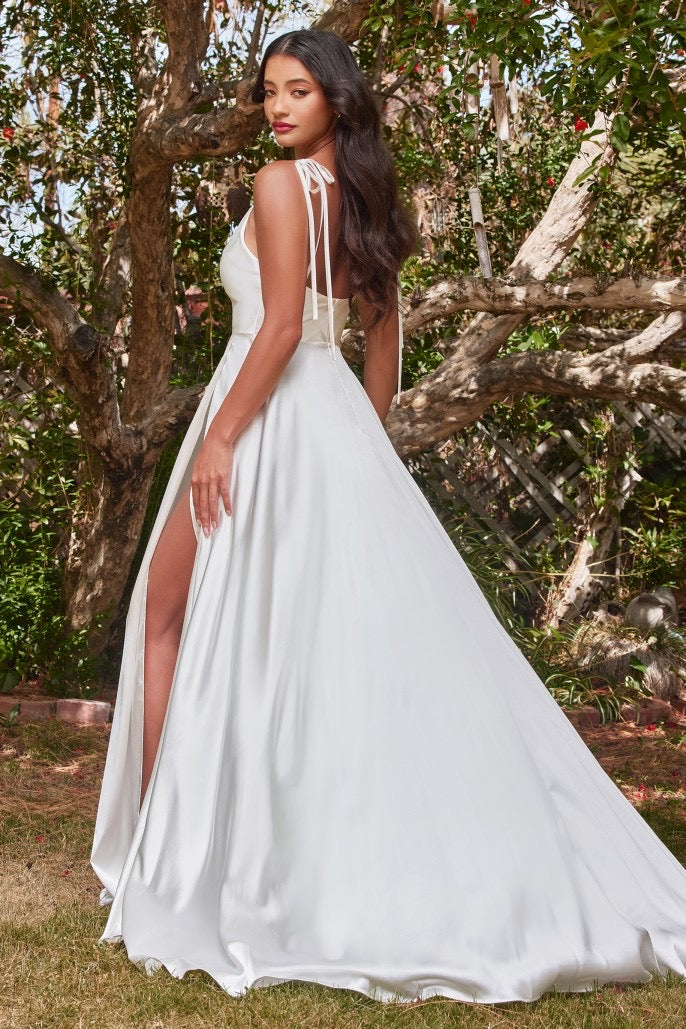 CD Jade Satin Cowl White Gown