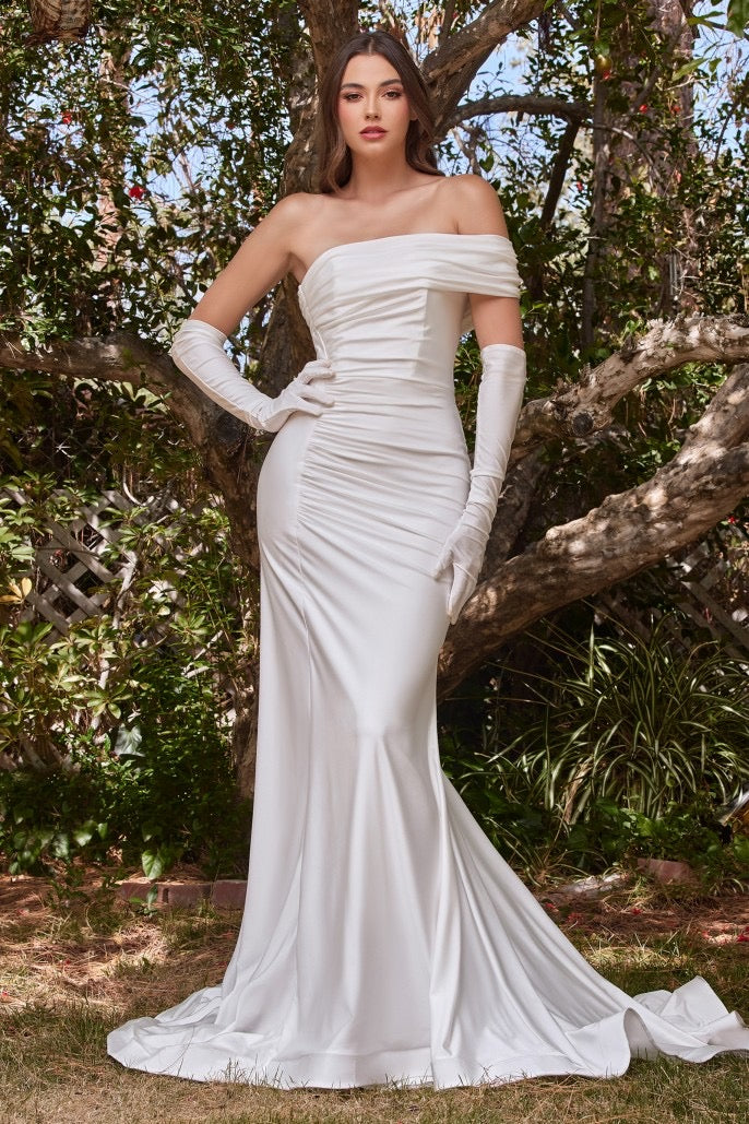 CD Candace Satin White Gown With Gloves