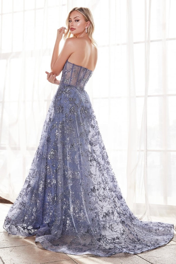 CD Odelia Smoky Blue Floral Corset Gown