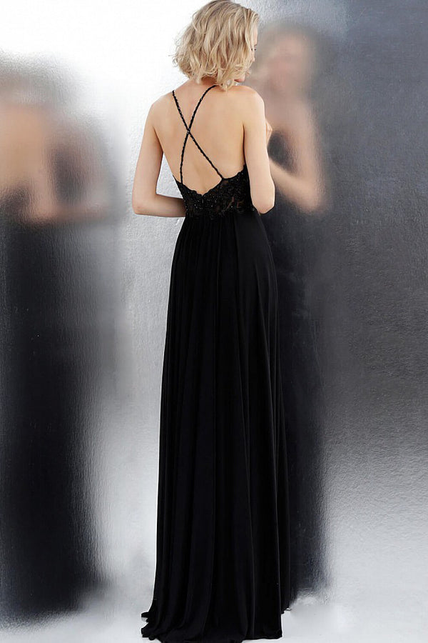 J Majestic Black Flare Gown