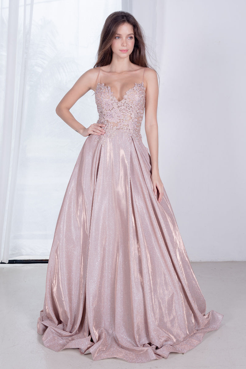 J Hansel Stardust Champagne Pink Gown