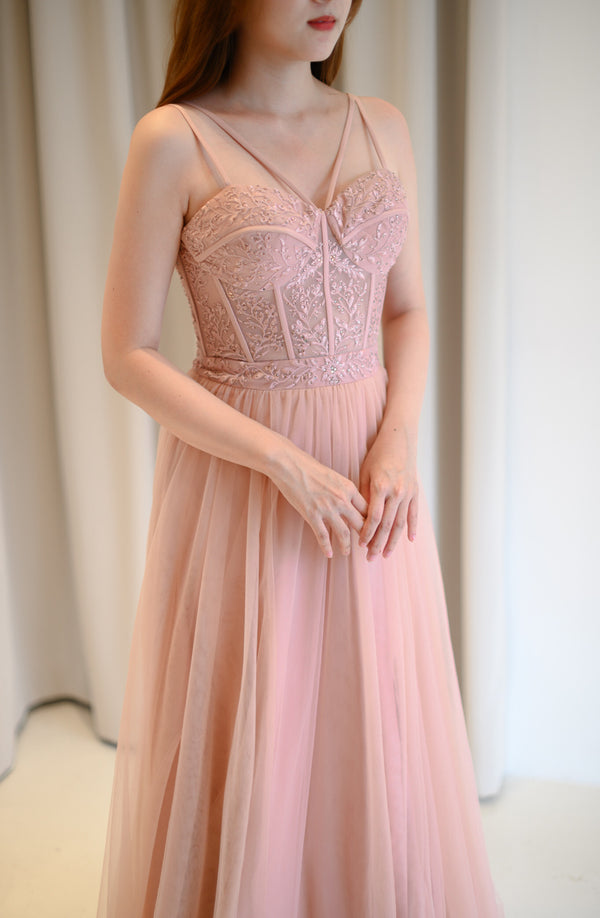 Lace Corset Dusty Pink Gown