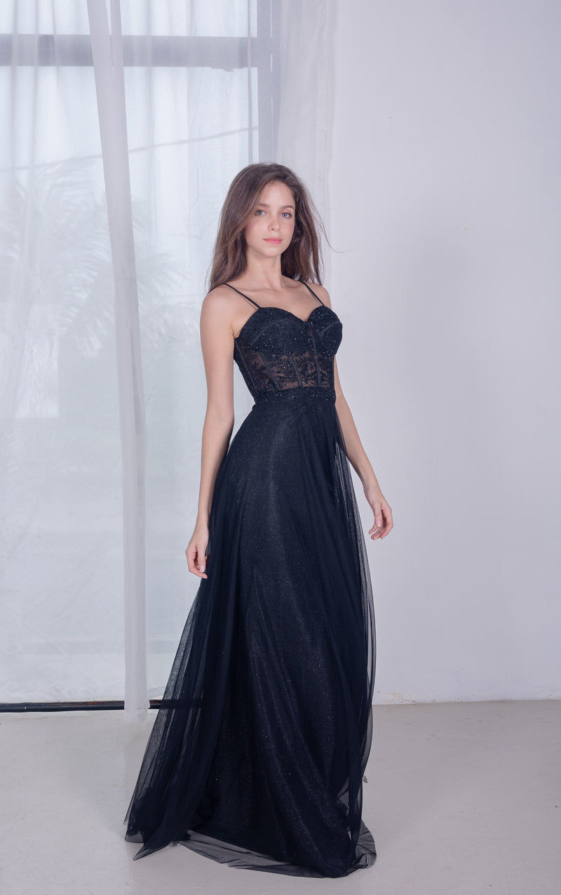 Lace Corset Stardust Black Gown