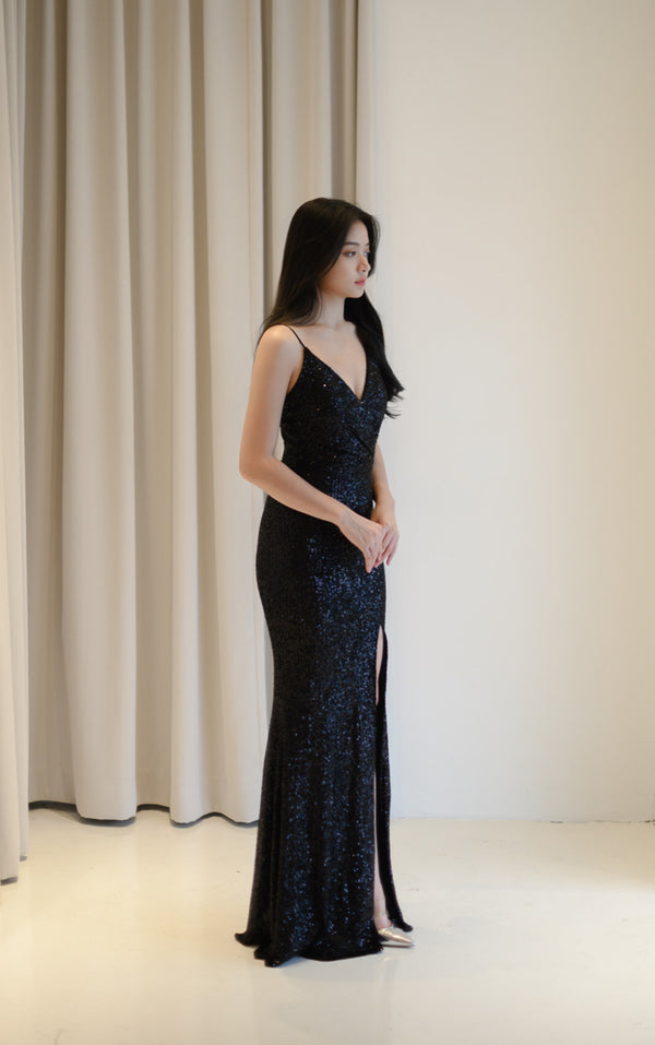 Lite Black Sequin Gown
