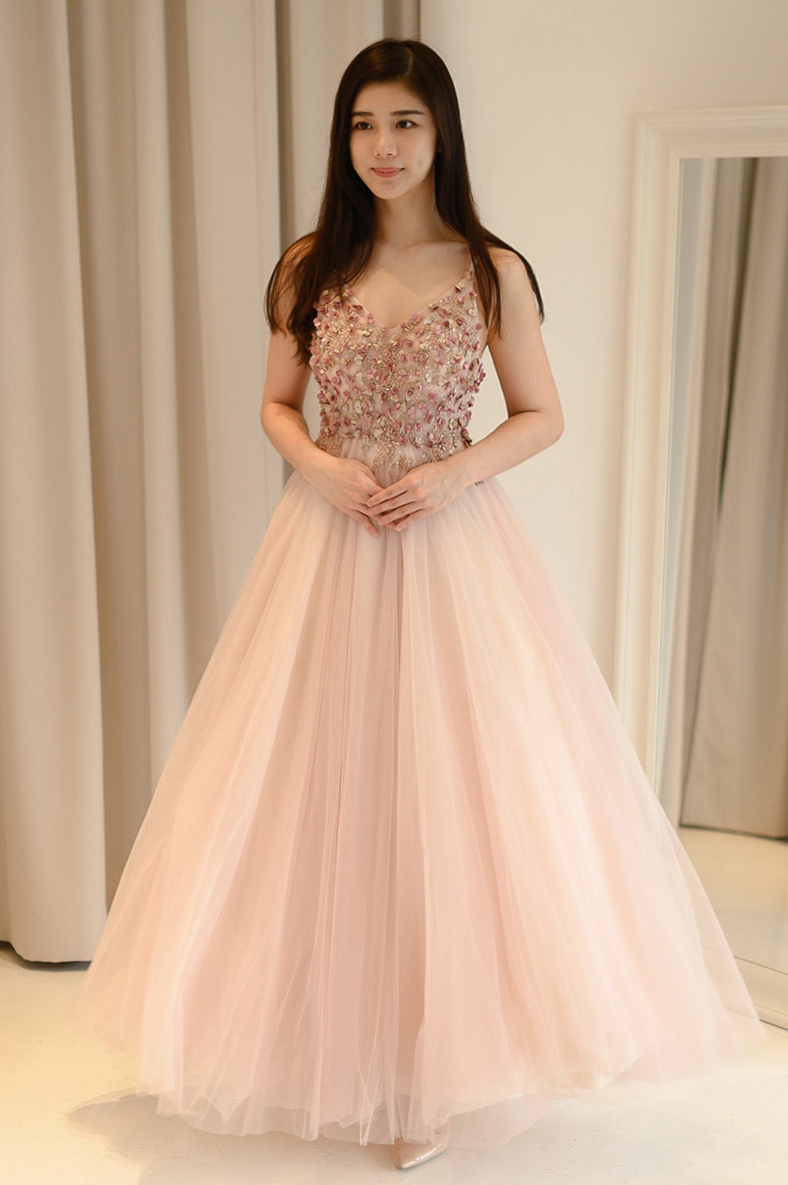 princess dress malaysia Couture Fairy Princess Baby Doll Dress in baby pink, designed exclusively for Puan Dayana's 4-year-old princess from Johor. A whimsical creation adorned with delicate 3D butterflies, floral appliqus, and soft voluminous layers,