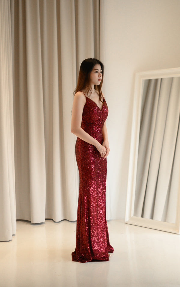 Lite Red Sequin Gown