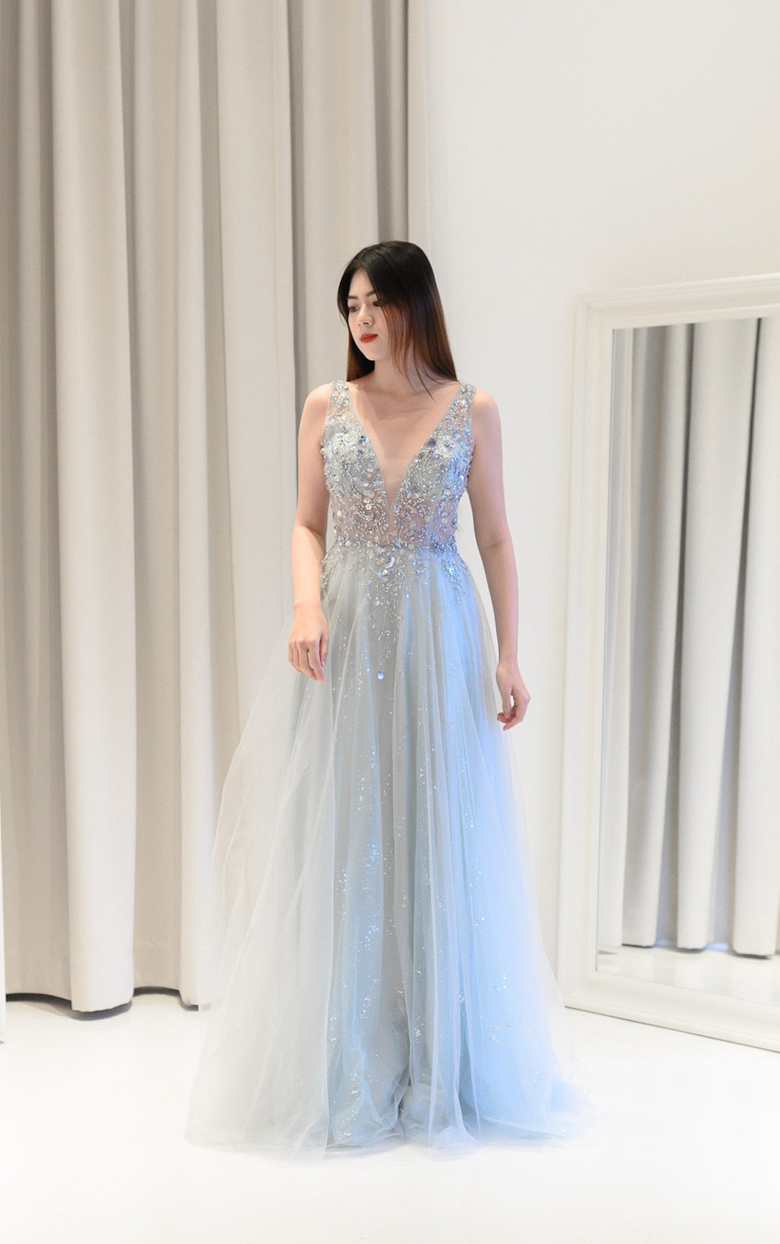 Lite Shell Misty Blue Gown GlamEdge Dress & Gown Lite Shell Misty Blue Gown GlamEdge Dress & Gown