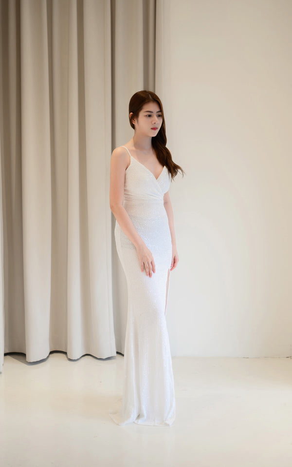 Lite White Sequin Gown