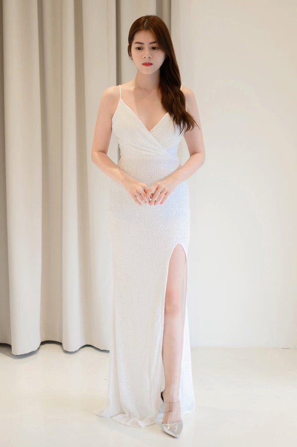 Lite White Sequin Gown