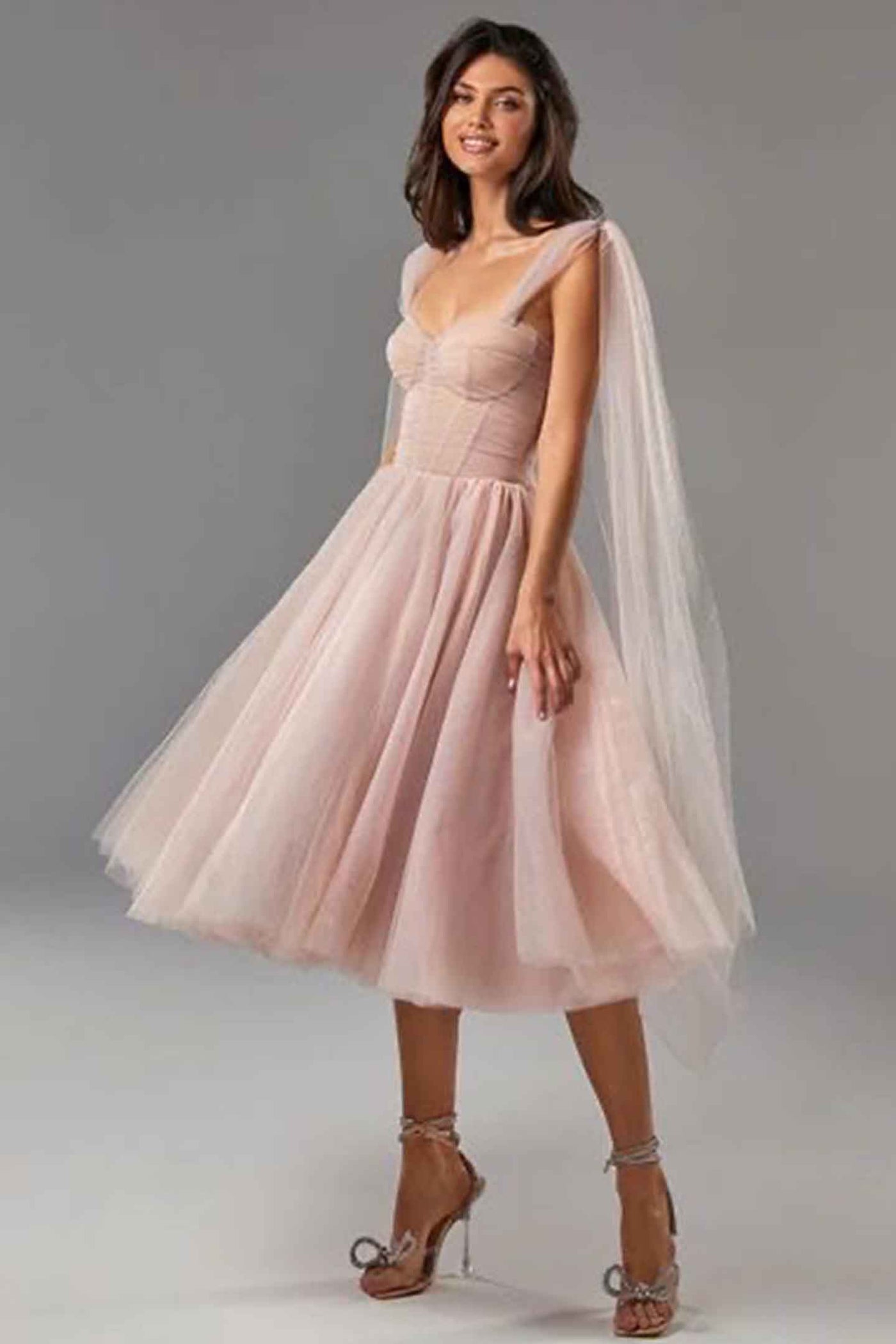 Milla Margot Misty Rose Glitters Midi Gown GlamEdge Dress Gown