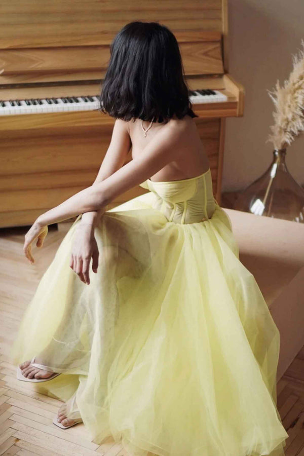 Milla Claudia Neon Yellow Midi Gown