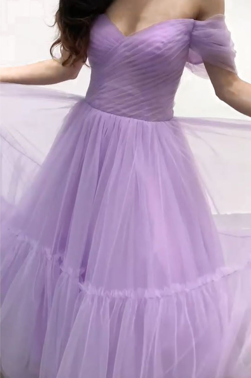 TM Lavender Tulle Midi Gown