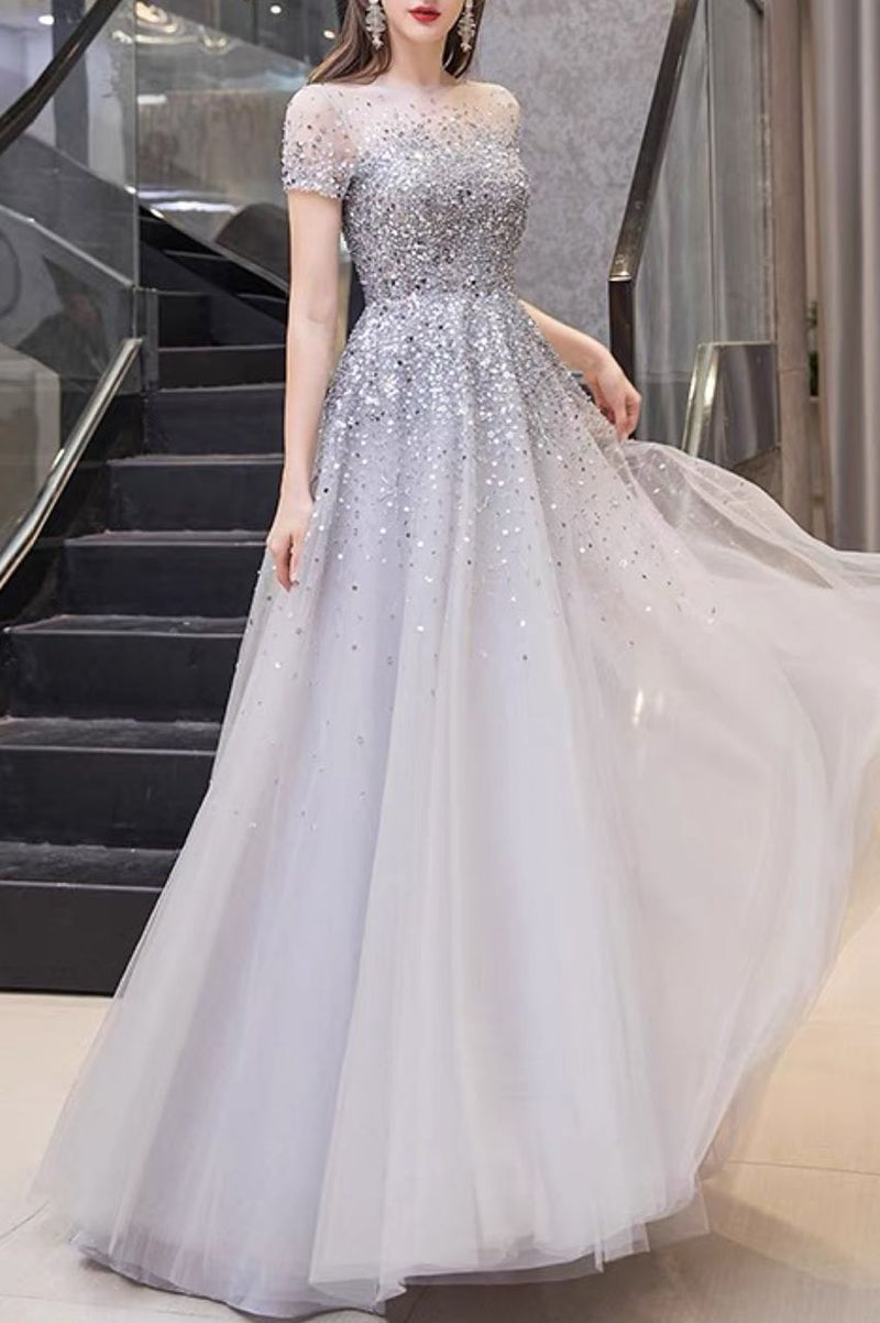 Cyrena Crystal Silver Gown
