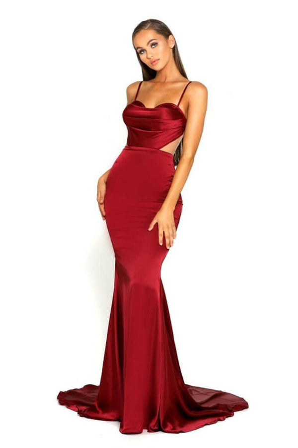 PS Vera Sweetheart Satin Red Gown